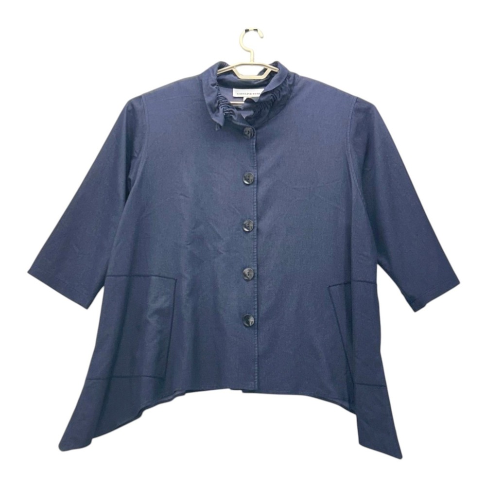 Caroline Rose Chambray Button‎ Up Shirt Blue 3x